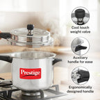 Prestige Popular Plus Svachh Virgin Aluminium Spillage Control Outer Lid Pressure Cooker, 5 L (Silver), 5 Liter