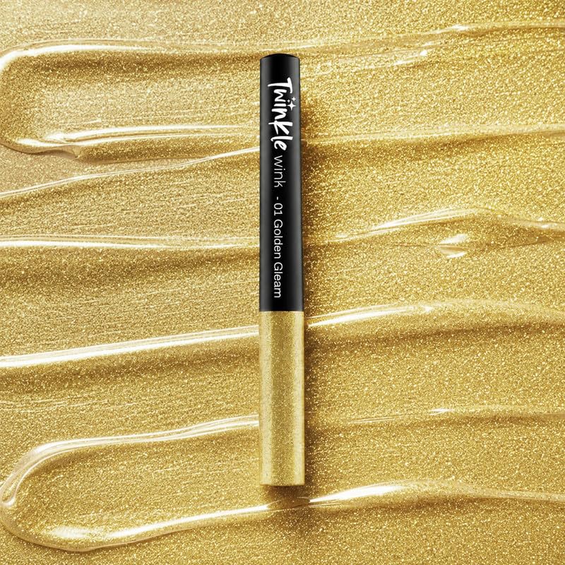 MARS Twinkle Wink Glitter Eyeliner (1.6 ml) (01-GOLDEN GLEAM) | Long-Lasting Sparkle Liquid Liner | Smudge-Proof, Quick-Dry Eye Makeup for Party, Wedding...