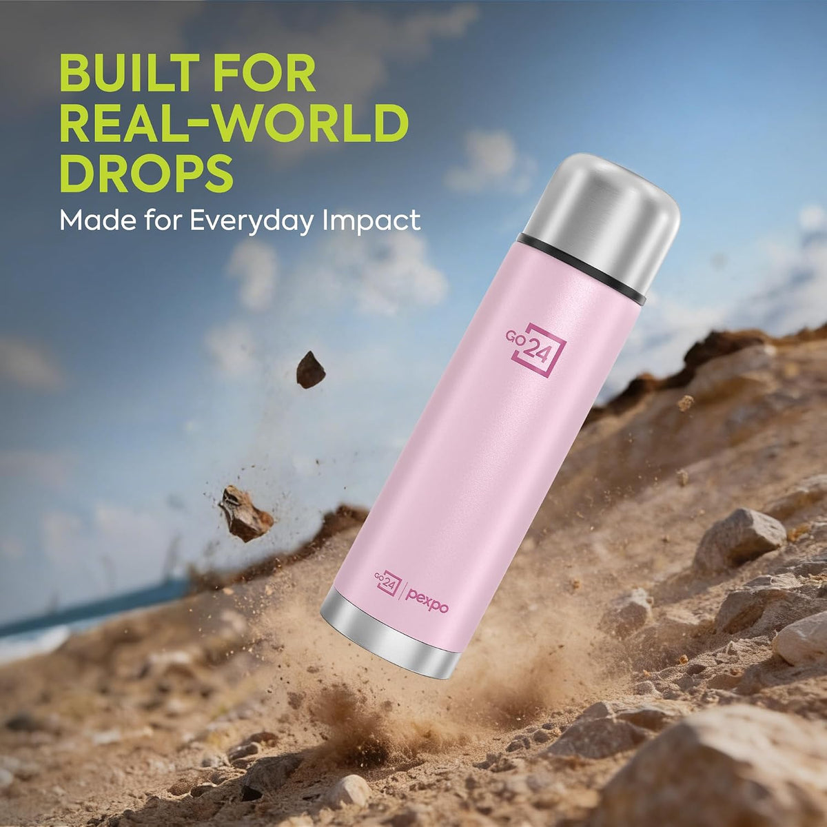 Stainless Steel Water Bottle Flamingo Baby Pink 1000ml