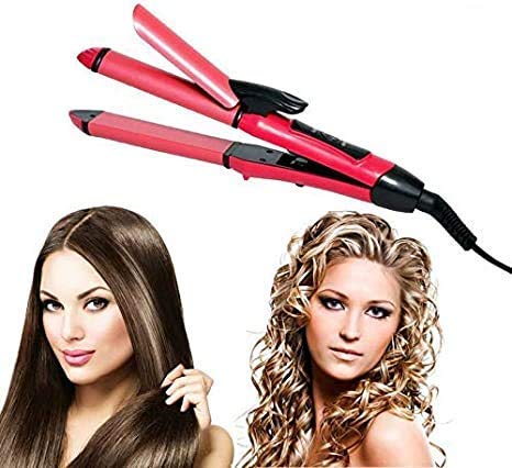 Vinsufy Nova Ceramic 2 In 1 Hair Straightener And Curler For Women New Nova Professional 2-in-1 Hair Straightener Curler NHC-2009