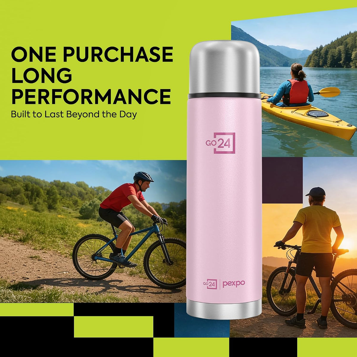 Stainless Steel Water Bottle Flamingo Baby Pink 1000ml