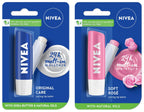 NIVEA Lip Balm, Fruity Cherry Shine, 4.8g and NIVEA Lip Balm, Original Care, 4.8g