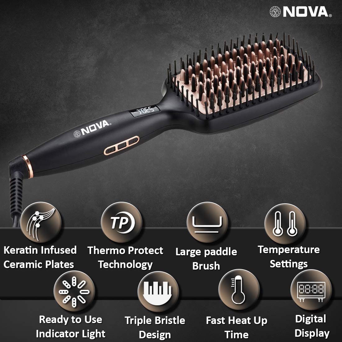 Nova NHS 904 Temperature Control Salonstyle Hair Styling Brush (Black)