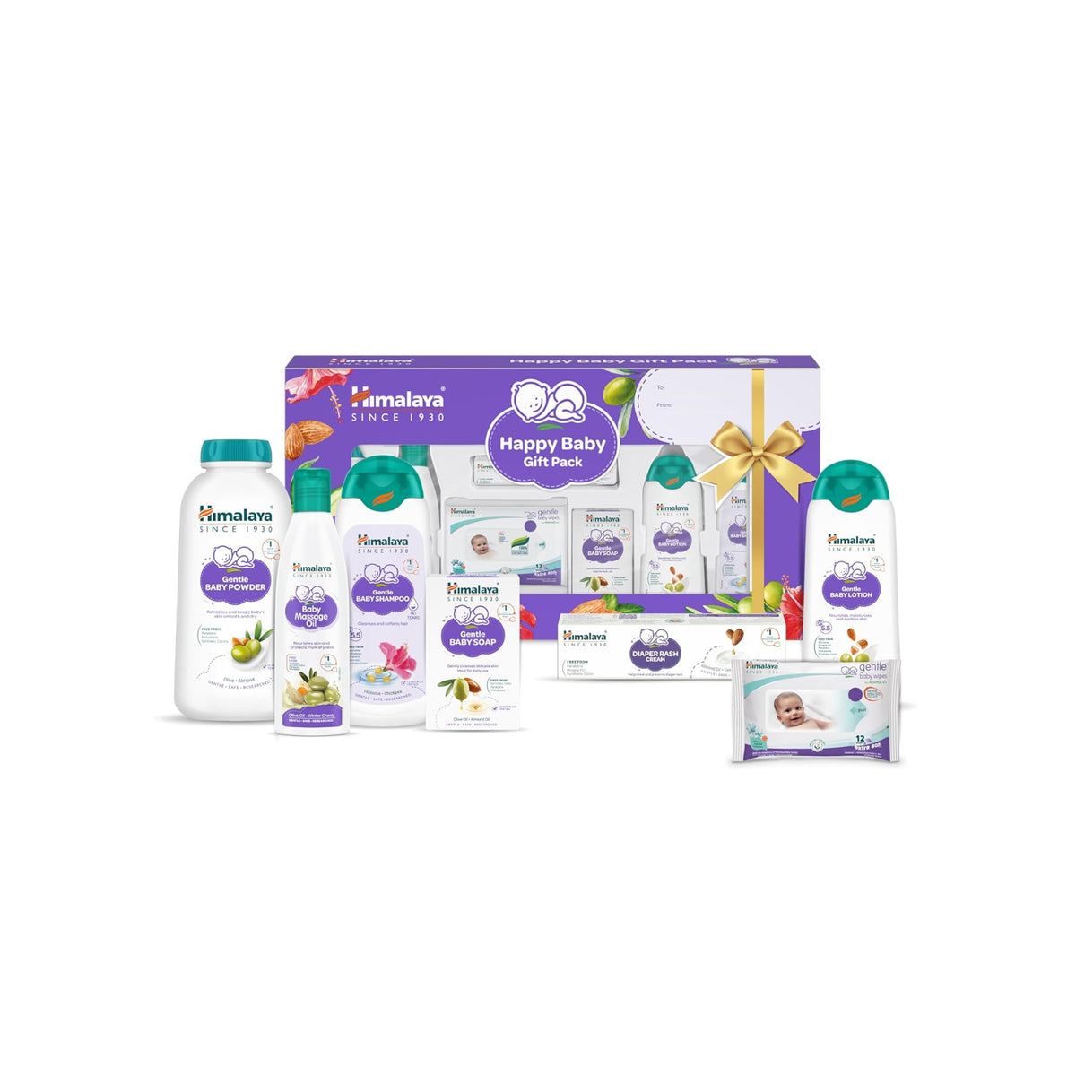 Himalaya Happy Baby Gift Pack 7s with Newborn Baby Essentials | No.1 Doctor Recommended Brand | Complete Baby Care Kit | Safe for Newborns | Perfect for Every Baby Celebration