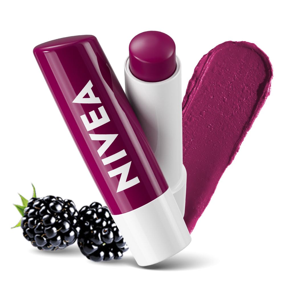 NIVEA Lip Balm, Fruity Berry Shine, 4.8gm, Purple