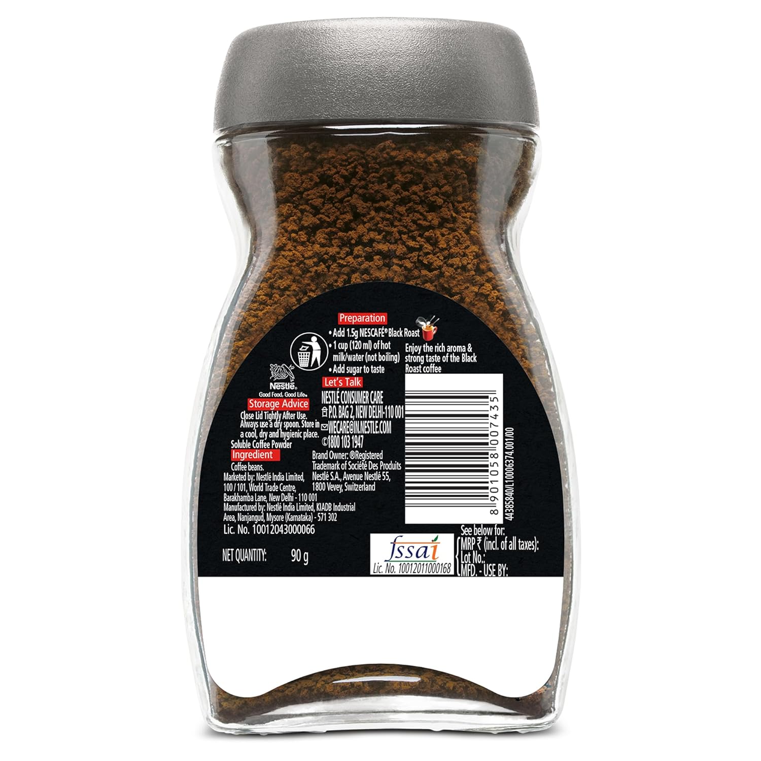 Nescafé Black Roast Instant Coffee Powder, 90g Jar