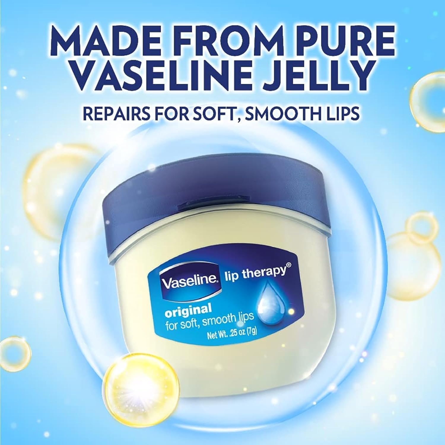 Vaseline Lip Therapy Original | Classic Balm for Soft & Smooth Finish | 72Hr Moisturization | Original Neutral Fragrance | 7g
