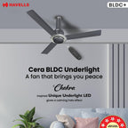 Havells CERA BLDC 1200mm Premium Underlight Ceiling Fan with 100% Pure Copper| Reverse Rotation| Remote Controlled | Watt: 35|Air Flow: 225 cmm|Speed: 350 RPM| 2 Years Manufacturer Warranty (Slate)