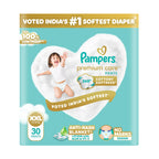 Pampers Premium Care Pant Style Baby Diapers XXL 30 Count | No Marks Design | Voted India’s #1 Softest Diaper | All in 1 diaper with 360 Cottony Softness