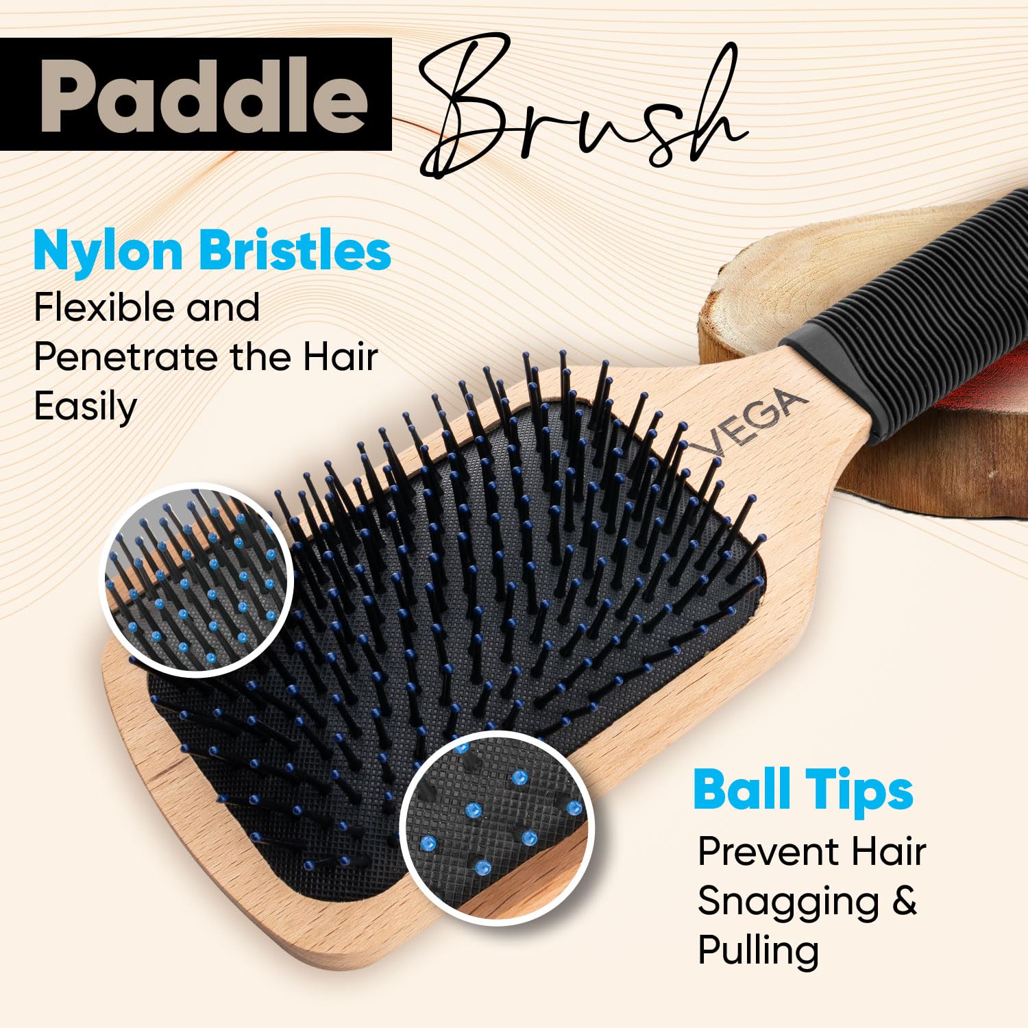 Vega Premium Collection Paddle Hair Brush (India's No.1* Hair Brush Brand) for Men & Women|