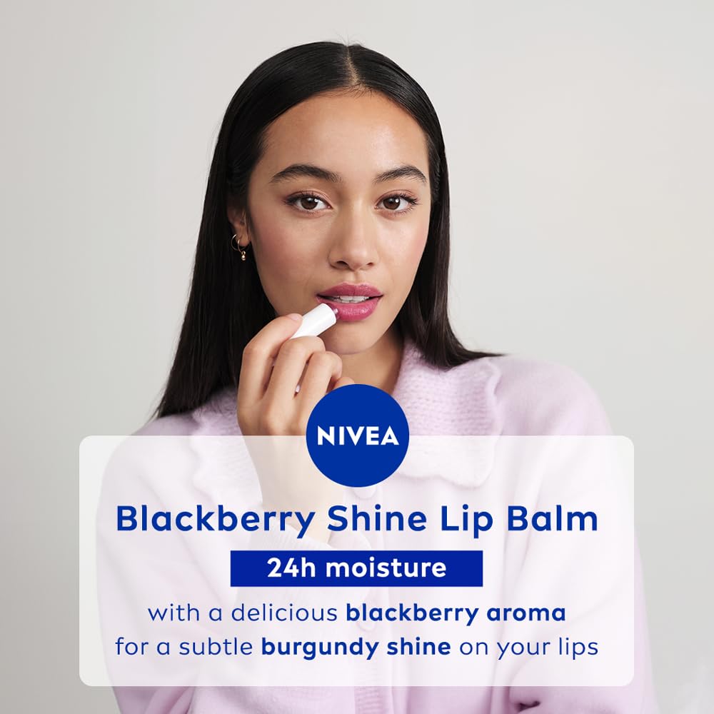 NIVEA Lip Balm, Fruity Berry Shine, 4.8gm, Purple
