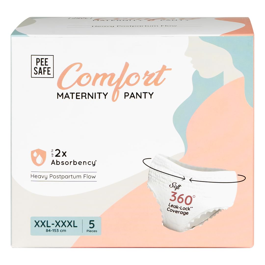 Pee Safe Comfort Maternity Panty | XXL-XXXL 5 Pcs | Postpartum Bleeding | 360 Degree Leak Lock Coverage | Leak Guard with Elastic sides | Quick Absorption |...