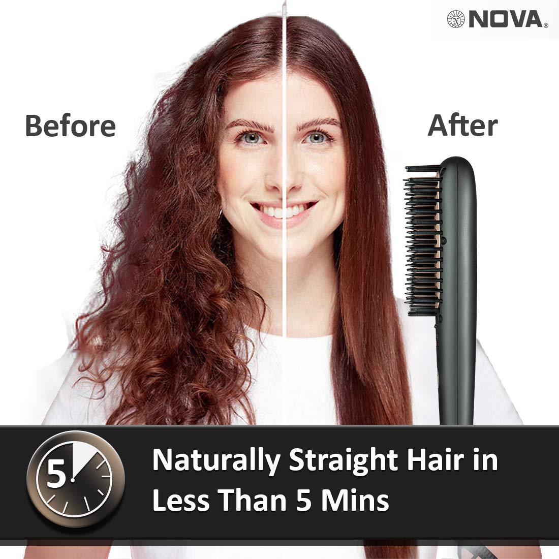 Nova NHS 904 Temperature Control Salonstyle Hair Styling Brush (Black)