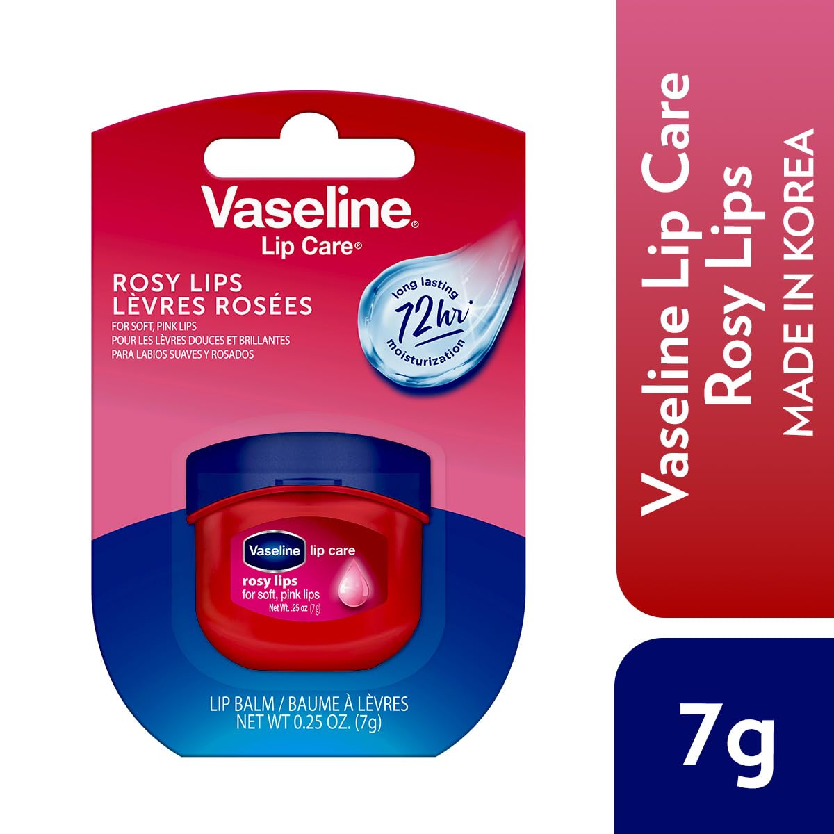 Vaseline Lip Therapy Rosy Lips | Tinted Balm for Soft Pink Finish | 72Hr Moisturization | Rosy Floral Fragrance | 7g