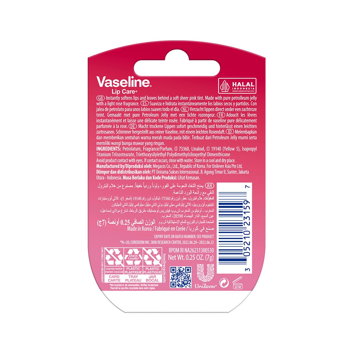 Vaseline Lip Therapy Rosy Lips | Tinted Balm for Soft Pink Finish | 72Hr Moisturization | Rosy Floral Fragrance | 7g
