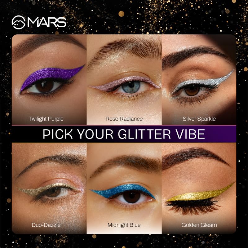 MARS Twinkle Wink Glitter Eyeliner (1.6 ml) (04-DUO-DAZZLE) | Long-Lasting Sparkle Liquid Liner | Smudge-Proof, Quick-Dry Eye Makeup for Party, Wedding &...