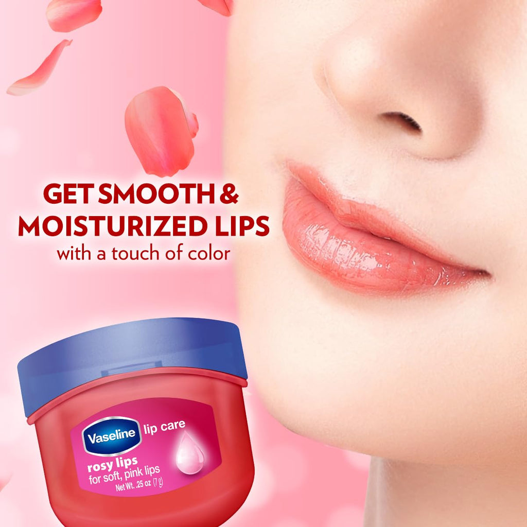 Vaseline Lip Therapy Rosy Lips | Tinted Balm for Soft Pink Finish | 72Hr Moisturization | Rosy Floral Fragrance | 7g