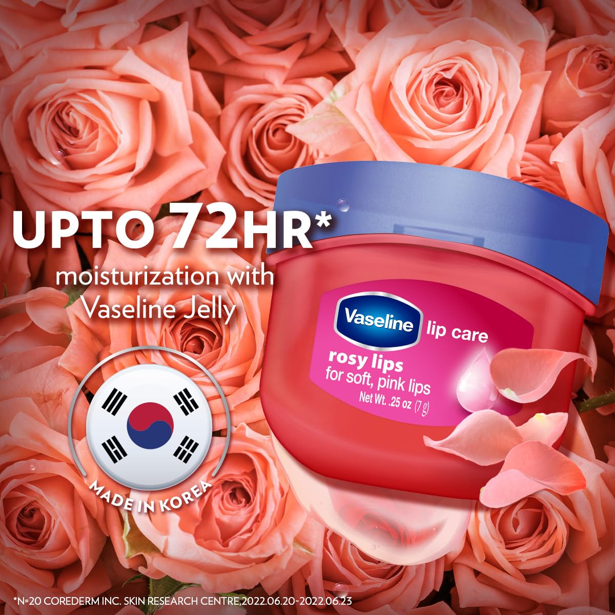 Vaseline Lip Therapy Rosy Lips | Tinted Balm for Soft Pink Finish | 72Hr Moisturization | Rosy Floral Fragrance | 7g
