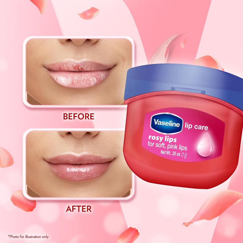 Vaseline Lip Therapy Rosy Lips | Tinted Balm for Soft Pink Finish | 72Hr Moisturization | Rosy Floral Fragrance | 7g