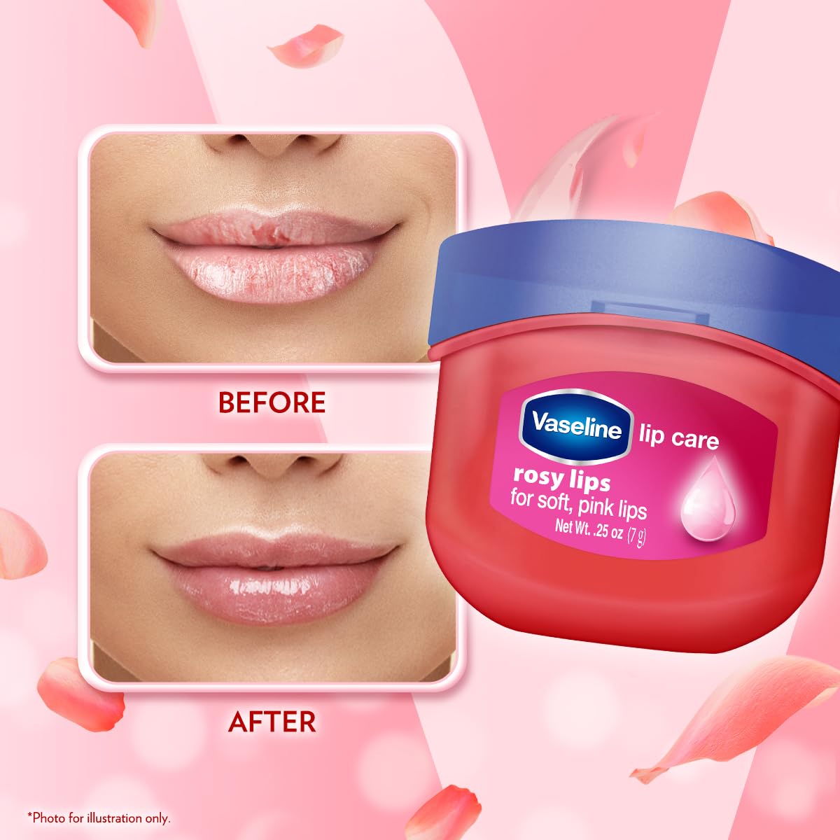Vaseline Lip Therapy Rosy Lips | Tinted Balm for Soft Pink Finish | 72Hr Moisturization | Rosy Floral Fragrance | 7g