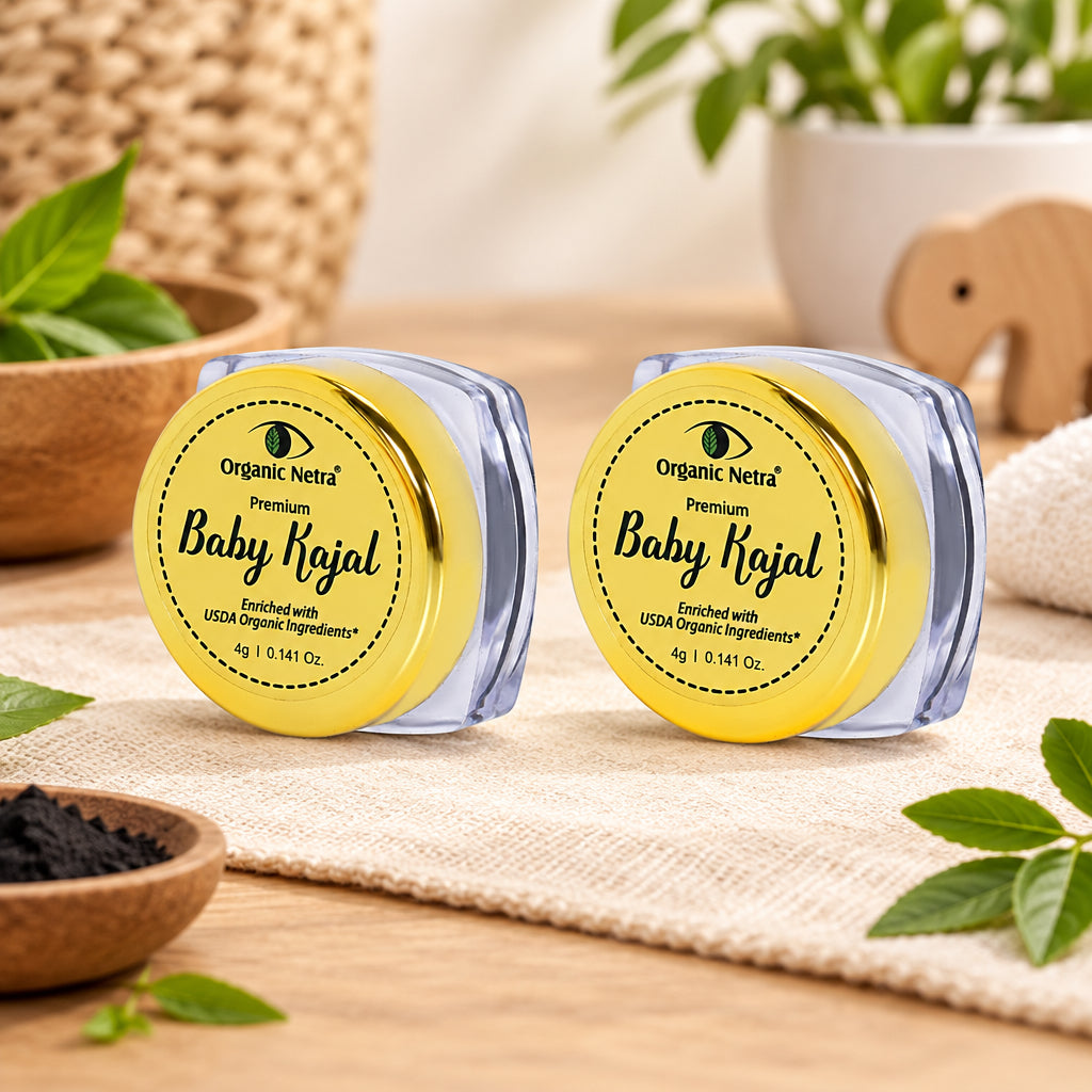 Organic Netra Baby Kajal 4g for Newborns Water-Resistant Smudgeproof Longlasting Enriched with Natural Organic Ingredients Safe for Sensitive Baby Skin No Harmful Chemicals Matte Finish (Pack of 2)