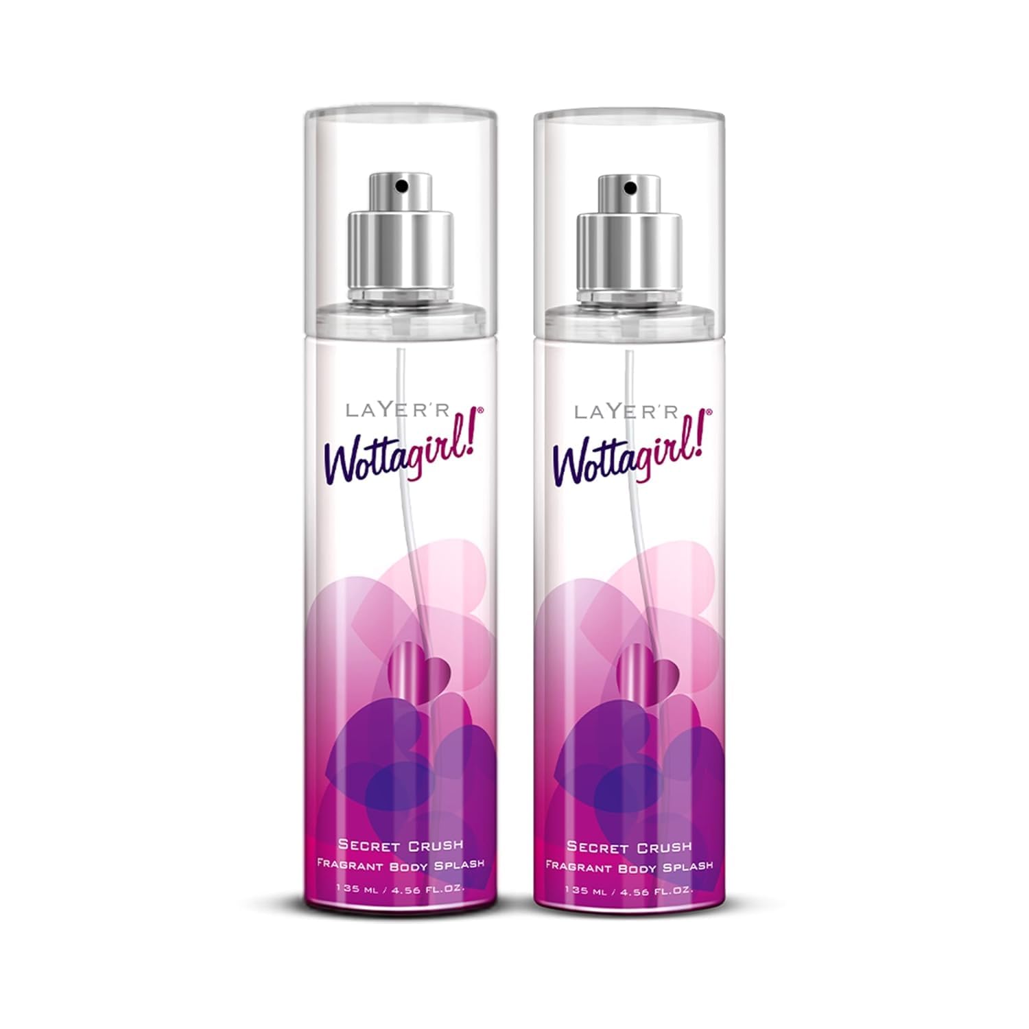 Layer'r Wottagirl Secret Crush Body Splash for Women 135ml Pack of 2 | Long-lasting body splash with mandarin, pineapple & vanilla notes. Fruity...