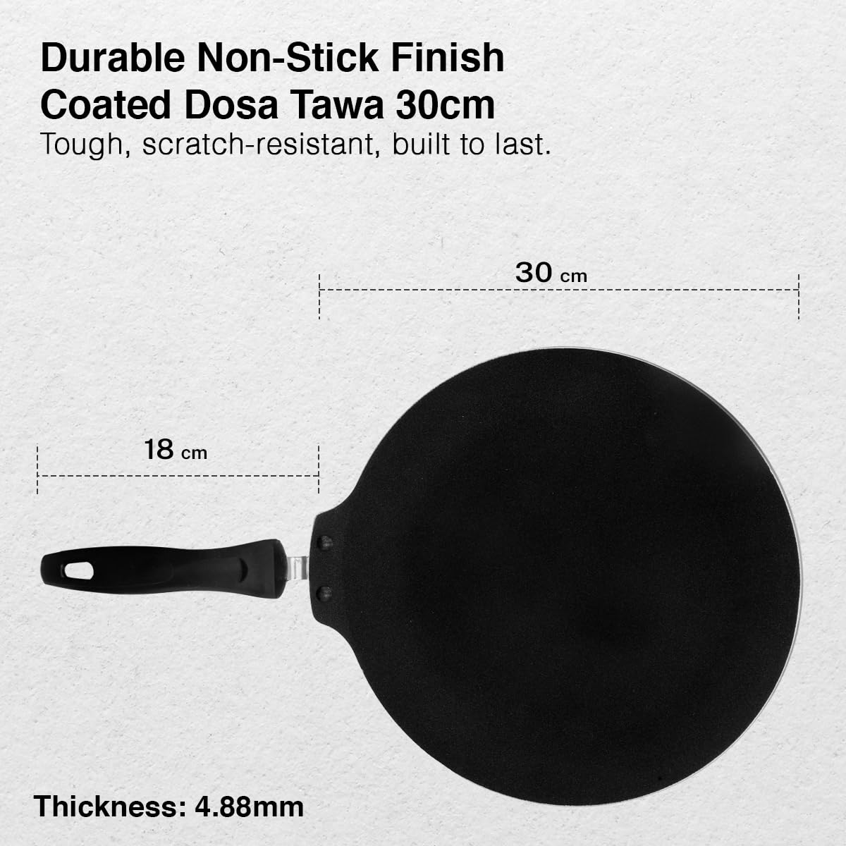 Prestige TTK OMG DLX Induction Base Non-Stick Aluminium Flat Dosa Tawa, 30cm, Red