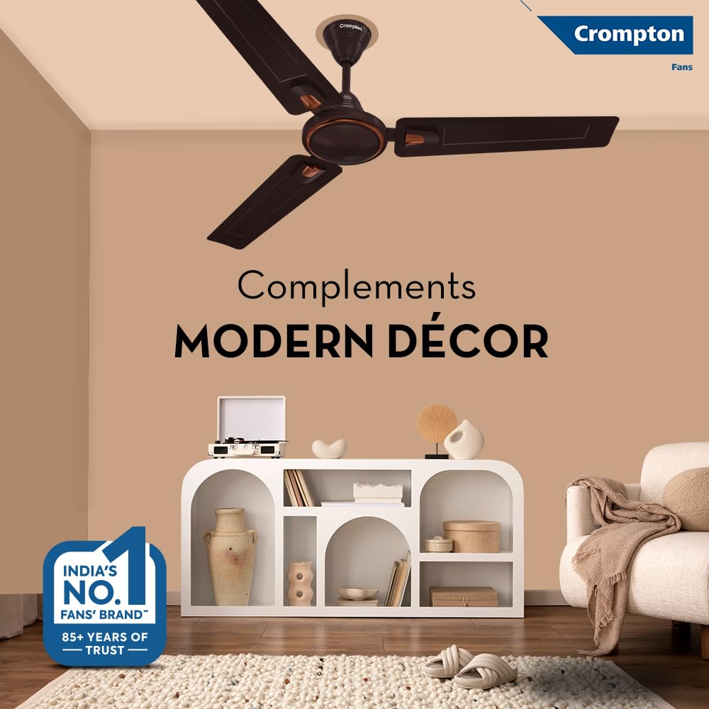Crompton SUREBREEZE HILL BRIZ NEO 1200 mm (48 inch) Ceiling Fan (Smoked Brown) Star rated energy efficient fans