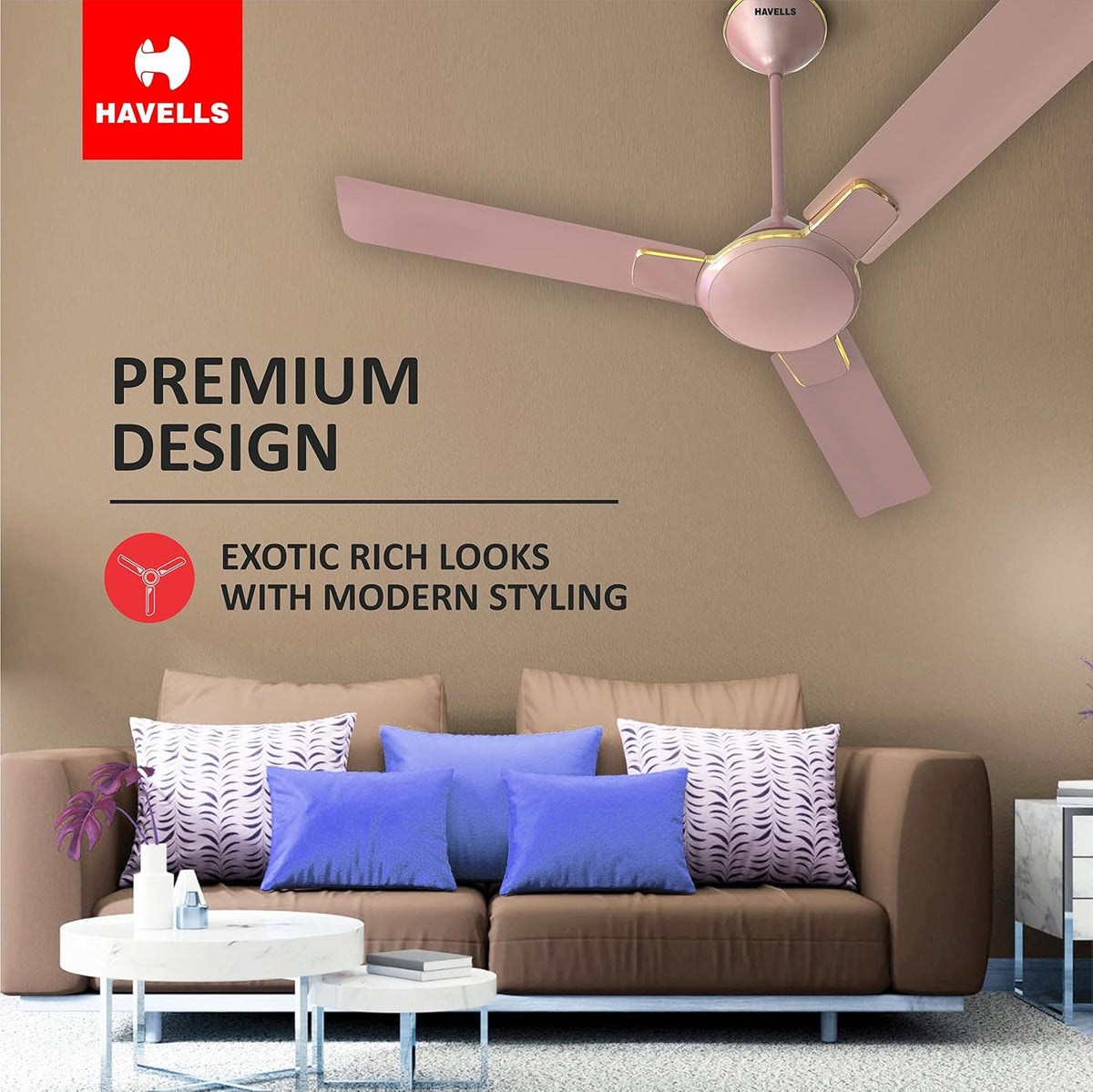 Havells 1200Mm Enticer Energy Saving Ceiling Fan (4 stars, Rose Gold, Pack Of 2)