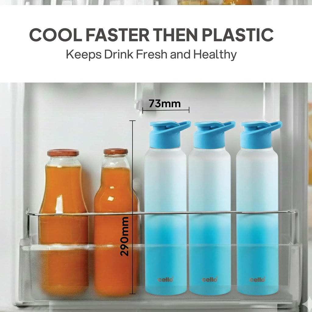 CELLO Aqua Pro Max Stainless Steel Water Bottle 1000 ml White & Blue | ISI Certified Single Wall Rust & Leakproof Fridge Safe Stylish Easy Grip Colorful Steel Water Bottle For Office & Daily Use