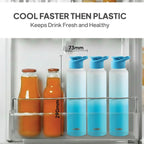 CELLO Aqua Pro Max Stainless Steel Water Bottle 1000 ml White & Blue | ISI Certified Single Wall Rust & Leakproof Fridge Safe Stylish Easy Grip Colorful Steel Water Bottle For Office & Daily Use