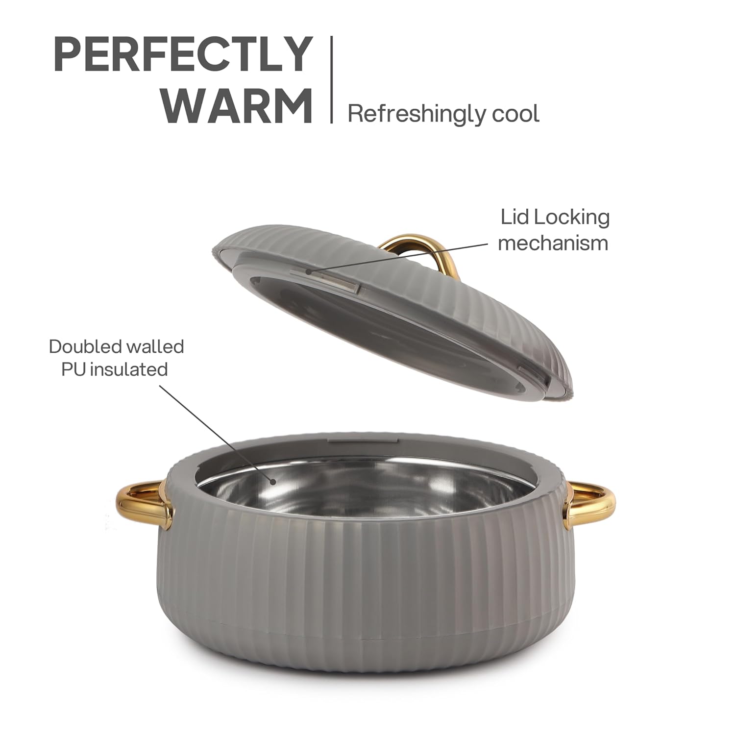 CELLO Aurum Insulated Casserole Hot Pot Box Set of 2 Pcs 1000ml Grey |