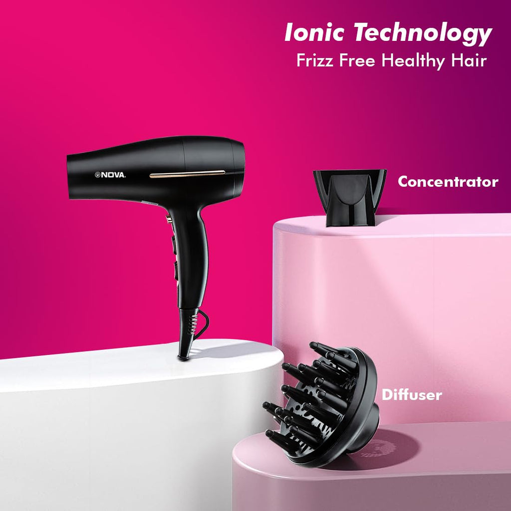 NOVA NHP 8213 Professional Hair Dryer (1800 Watts, Black)