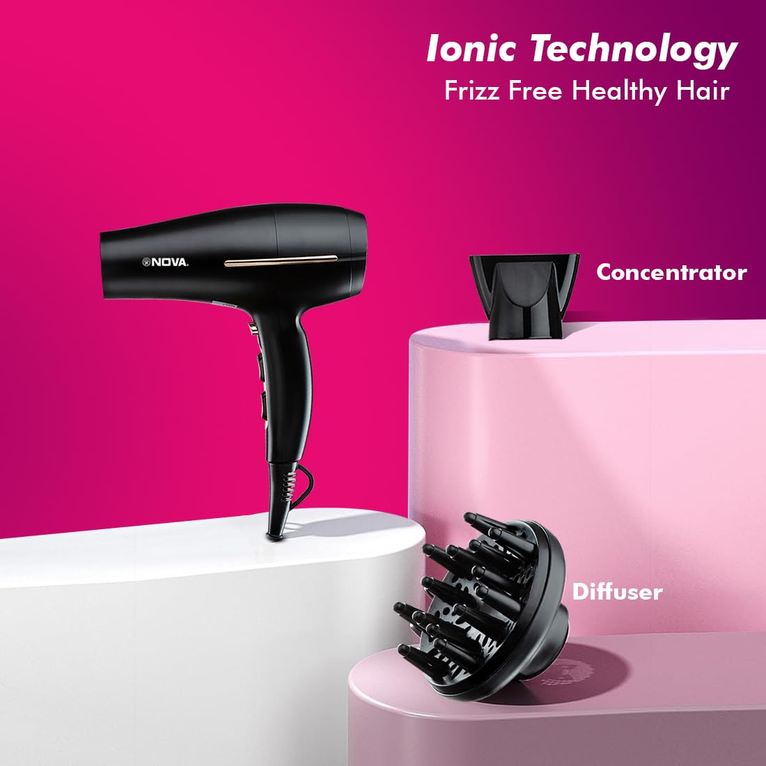 NOVA NHP 8213 Professional Hair Dryer (1800 Watts, Black)