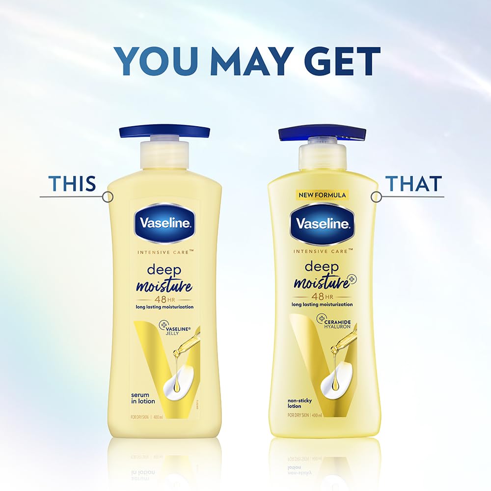 Vaseline Deep Moisture Body Lotion |For Dry Skin | Cushion Soft Skin| With Ceramides Hyaluron Moisture Fillers 400mlVaseline Deep Moisture Body Lotion |For Dry Skin | Cushion Soft Skin| With Ceramides Hyaluron Moisture Fillers 400ml