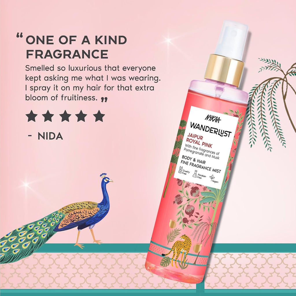 Nykaa Wanderlust Jaipur Royal Pink Body & Hair Fine Fragrance Mist 200 ml