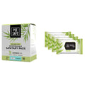 Pee Safe Organic Cotton, Biodegradable Sanitary Pads (Pack of 10, Overnight) & Peesafe Natural Intimate Wipes - 10 Count (Pack of 4)