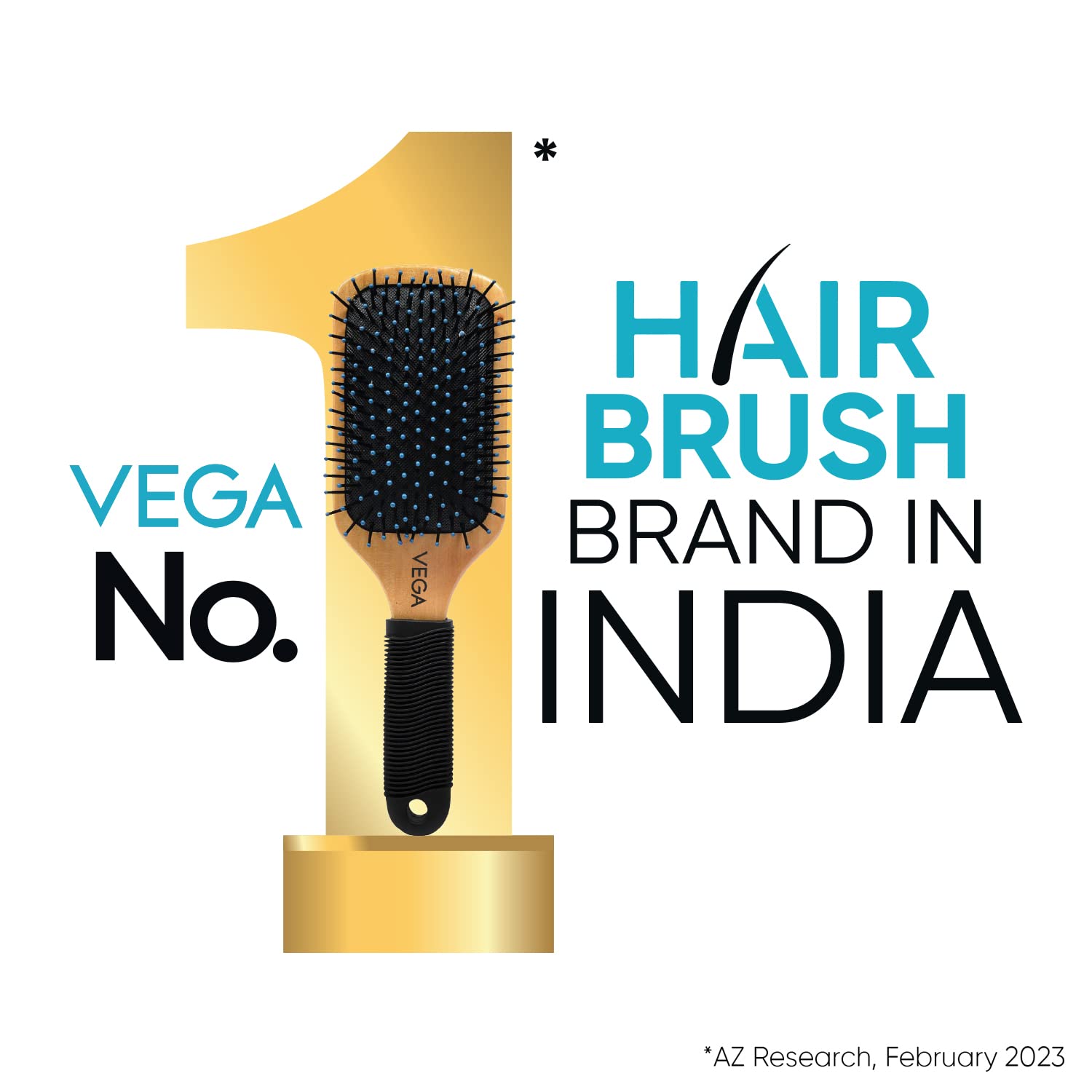 Vega Wooden Paddle Hair Brush (India's No.1* Hair Brush Brand) For Men and Women (E1-PB) (Pack of 2)