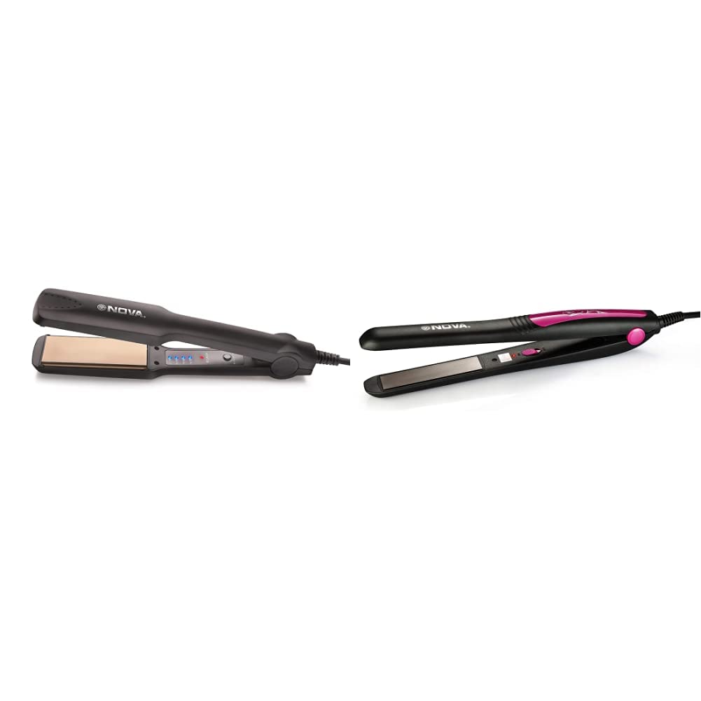 Nova NHS 860 Temperature Control Professional Hair Straightener (Black) & Nova NHS