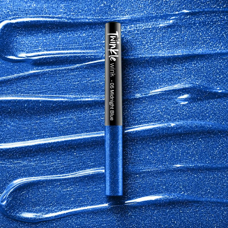 MARS Twinkle Wink Glitter Eyeliner (1.6 ml) (05-MIDNIGHT-BLUE) | Long-Lasting Sparkle Liquid Liner | Smudge-Proof, Quick-Dry Eye Makeup for Party, Wedding & Festival