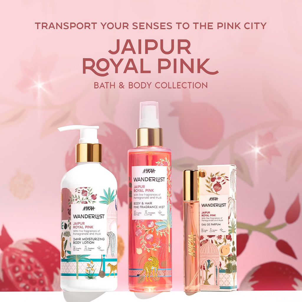 Nykaa Wanderlust Jaipur Royal Pink Body & Hair Fine Fragrance Mist 200 ml