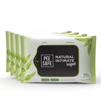 Pee Safe Organic Cotton, Biodegradable Sanitary Pads (Pack of 10, Overnight) & Peesafe Natural Intimate Wipes - 10 Count (Pack of 4)