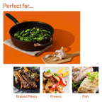 Meyer Accent Series Hard Anodized + Non-stick Chef's Pan/ Stir fry with Ergonomic Grip Silicone Handle| Gas and Induction Compatible, 4.5 Liters, Matte Black