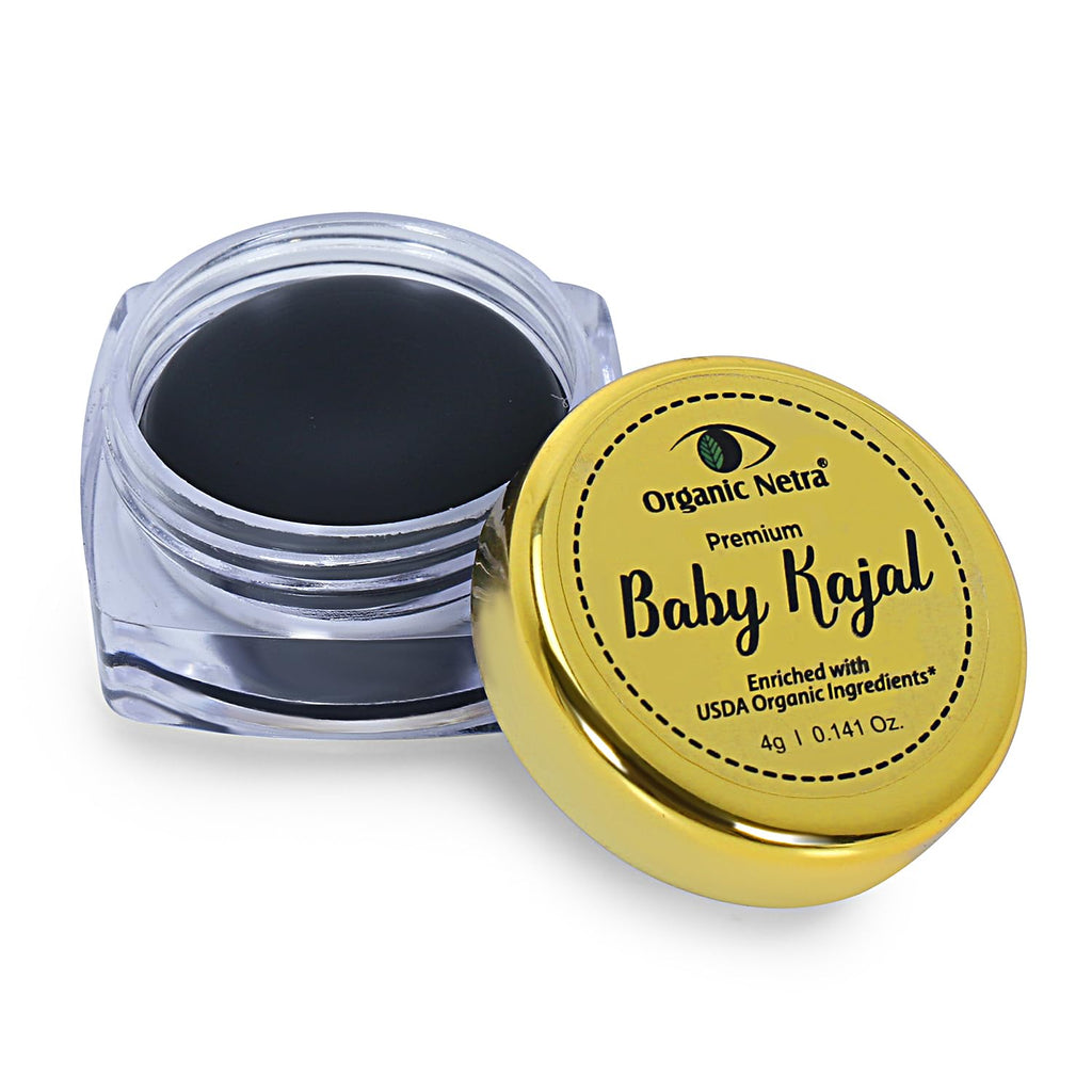 Organic Netra Baby Kajal 4g for Newborns Water-Resistant Smudgeproof Longlasting Enriched with Natural Organic Ingredients Safe for Sensitive Baby Skin No Harmful Chemicals Matte Finish (Pack of 2)
