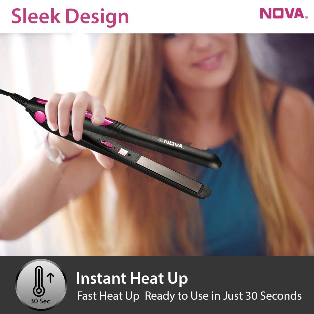 Nova NHS 860 Temperature Control Professional Hair Straightener (Black) & Nova NHS