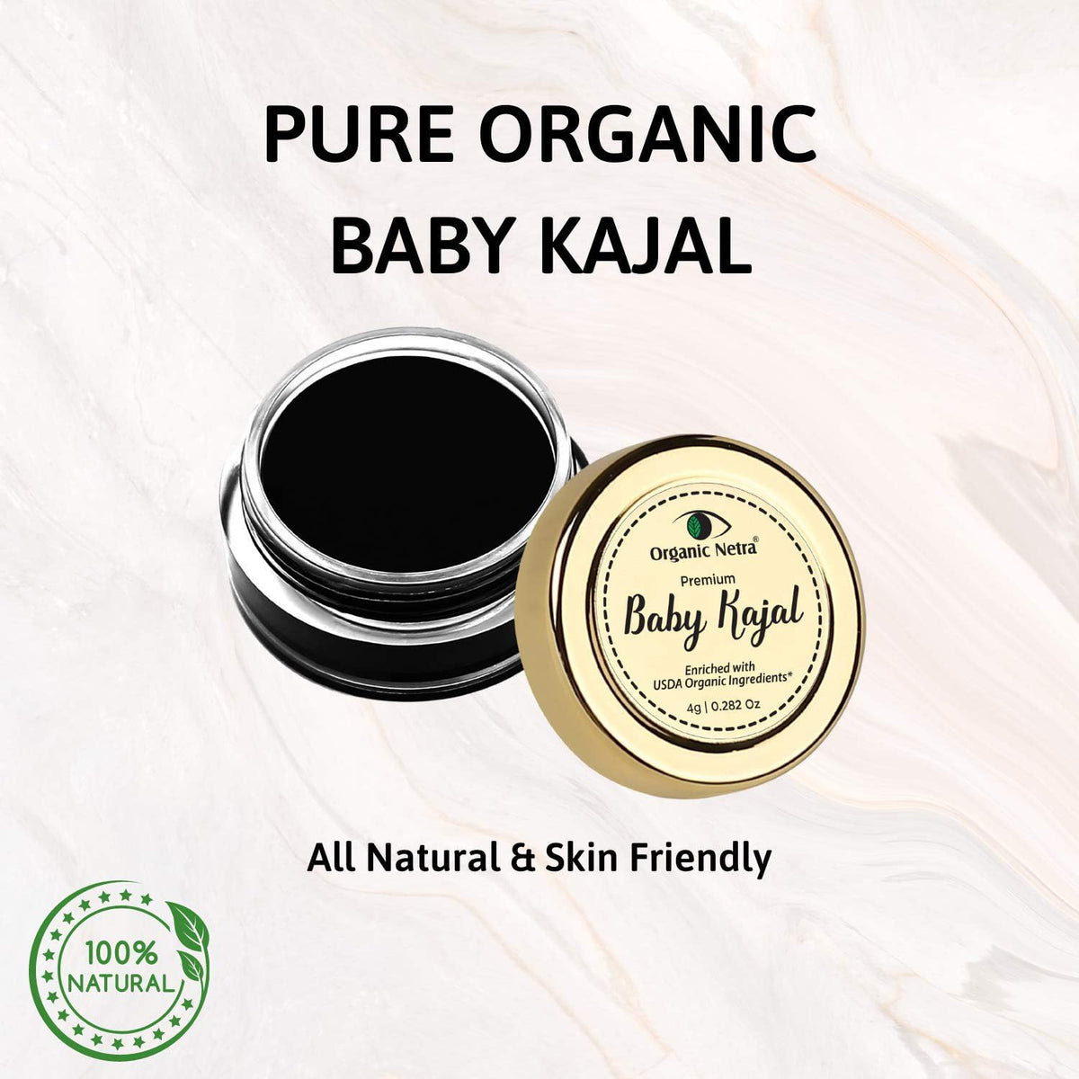 Organic Netra Baby Kajal 4g for Newborns Water-Resistant Smudgeproof Longlasting Enriched with Natural Organic Ingredients Safe for Sensitive Baby Skin No Harmful Chemicals Matte Finish (Pack of 2)