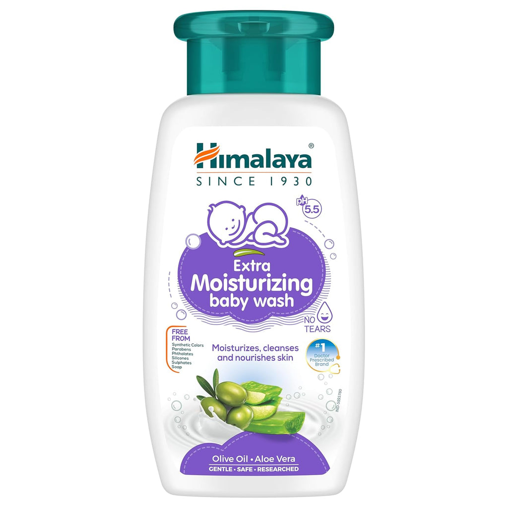 Himalaya Extra Moisturizing Baby Wash with Olive Oil, Aloevera|pH5.5|200ml