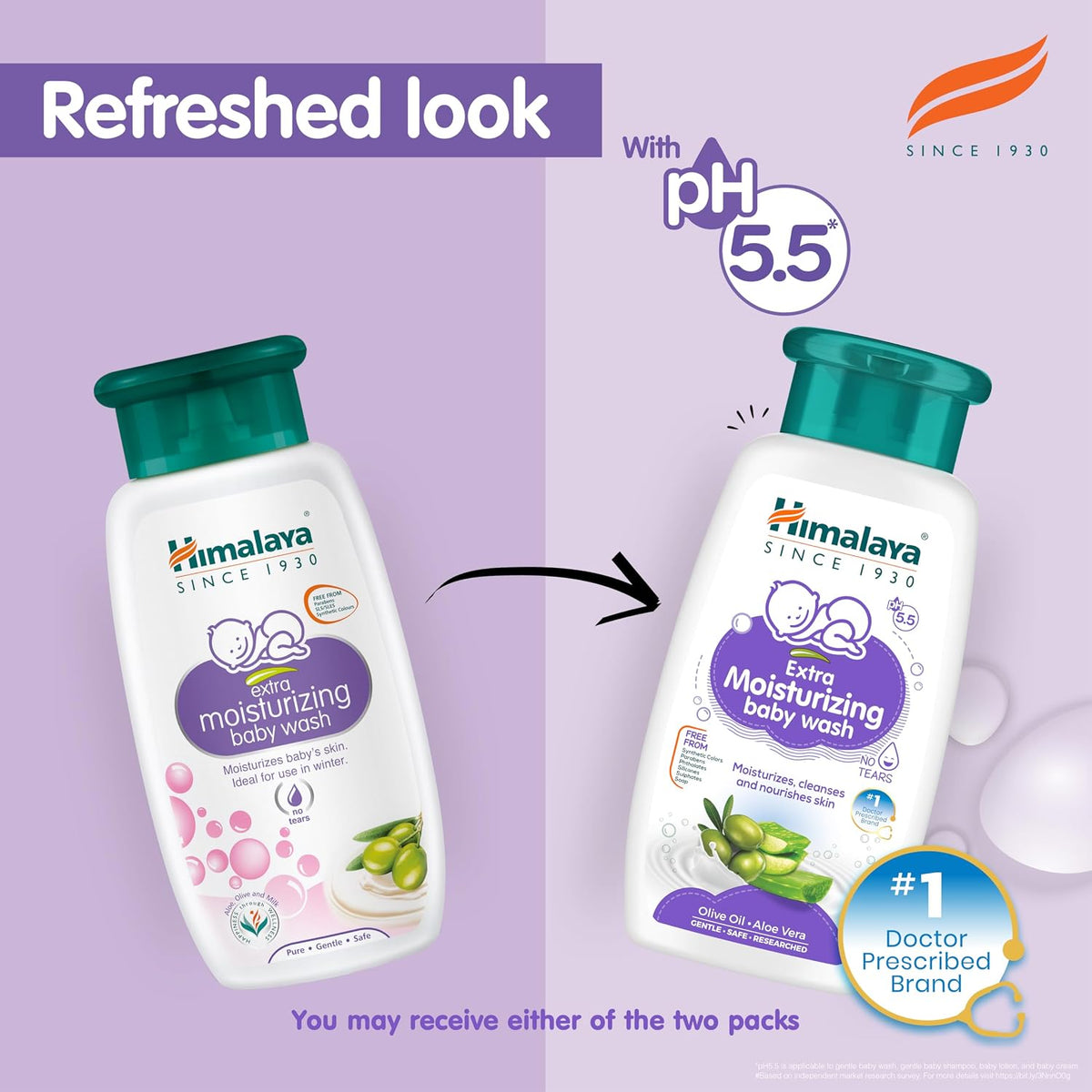 Himalaya Extra Moisturizing Baby Wash with Olive Oil, Aloevera|pH5.5|200ml