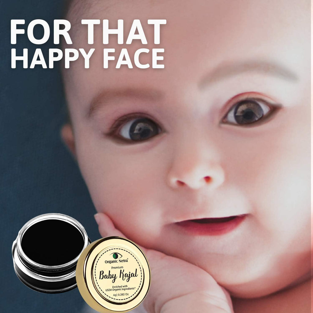 Organic Netra Baby Kajal 4g for Newborns Water-Resistant Smudgeproof Longlasting Enriched with Natural Organic Ingredients Safe for Sensitive Baby Skin No Harmful Chemicals Matte Finish (Pack of 2)