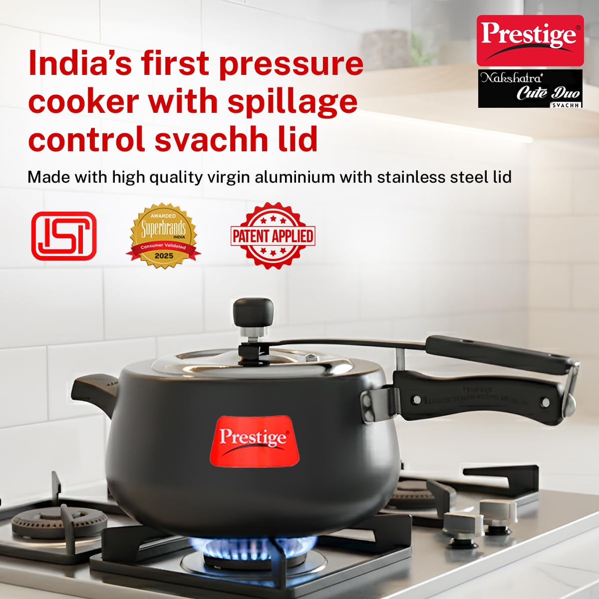 Prestige Nakshatra Cute DUO Svachh Hard Anodised Pressure Cooker, 5.0L